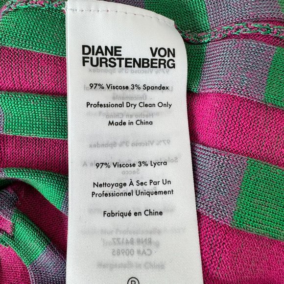 DVF Rosa Ribbed Stretch Knit Fitted Midi Skirt in Pink and Green Gingham Size XL - Picture 8 of 8